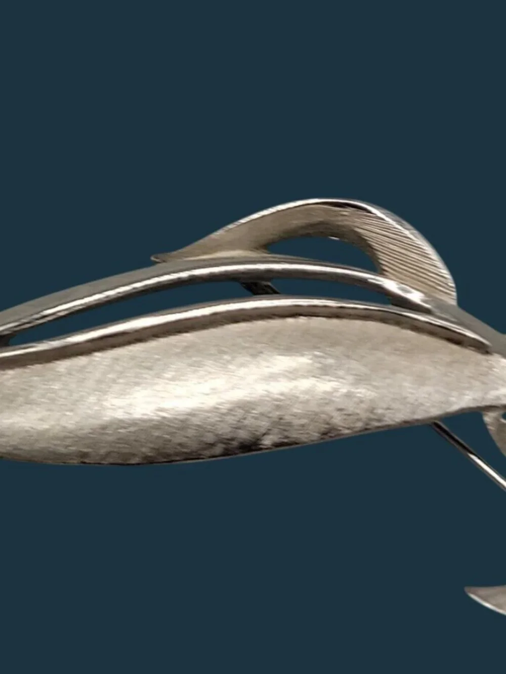 Torino Leaf Brooch Textured Silver Tone Signed Vintage